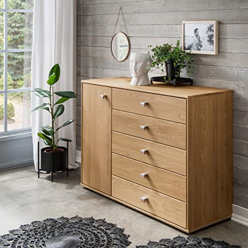 WIEMANN Kiruna Kommode, Sideboard, Anrichte, Schubladenschrank, Highboard, Eiche teilmassiv, braun, 120x86x43 cm
