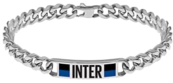 F.C. Internazionale Armband Stahl, Herren, Schwarz Blau Stahl, Taglia Unica, Edelstahl, Kein Edelstein.