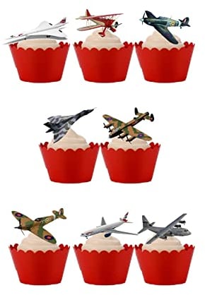 Top That 18 Stand Up Aeroplane Planes Jet Themed Edible Wafer Paper Cake Toppers Decorations