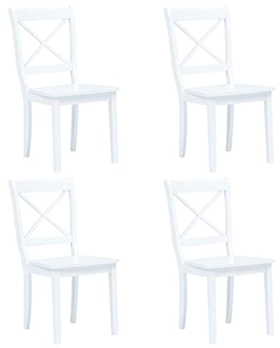 ZEYUAN Esszimmerstühle 4 STK., Küchenstühle, Essstühle, Esstisch Stühle, Dining Chairs, Armlehnstuhl, Living Room Chair, Stühle Esszimmer Set, Weiß Gummiholz Massiv
