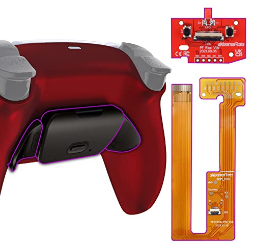 eXtremeRate Programmierbares Rise (RMB) Remap Kit für ps5 Controller BDM-030/040, Real Metal Buttons Remap Board&Rot Rückgehäuse&Metall Back Paddles Set für ps5