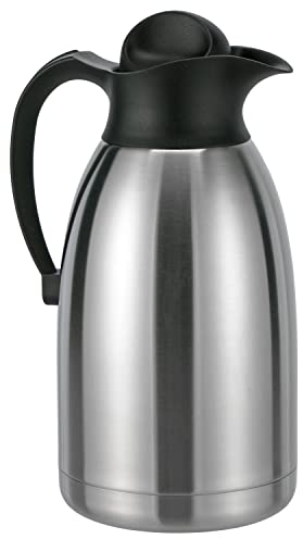 Spetebo Edelstahl Thermoskanne mit Drehverschluss - 2 Liter - Isolierkanne für heiße und kalte Getränke - Isolier Kaffeekanne Thermos Teekanne doppelwandig auslaufsicher