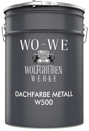 WO-WE Dachfarbe 3in1 Metallschutzlack Dach Sockelfarbe Dachbeschichtung W500 Lichtgrau - 2,5L