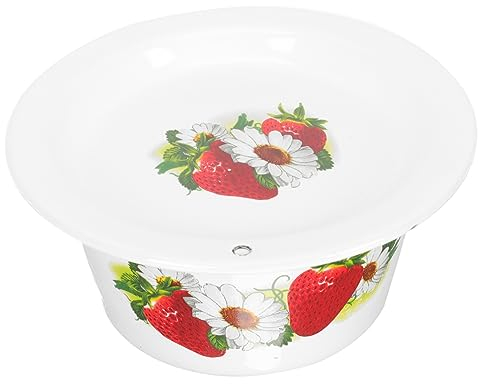 BESTonZON Enamel Bowl with lid breading Bowl Shaker with lid Popcorn Serving Bowl lard Enamel Basin enameled Lunch Bowls Shaker Bowl Spaghetti Container Oil Storage Flat Cover