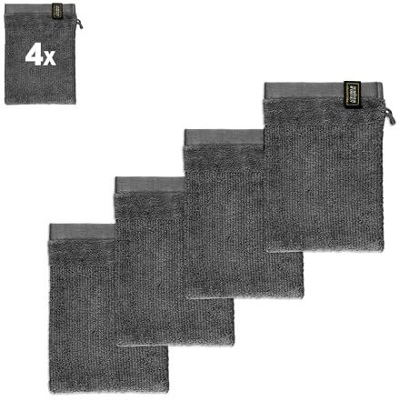 SCHÖNER WOHNEN Waschlappen Baby Frottee Baumwolle Öko-Tex - grau - Waschlappen-Set im 4er Pack für Gesicht - Waschhandschuh Körper - 16x21cm - klein - Waschlappen für Kinder & Neugeborene
