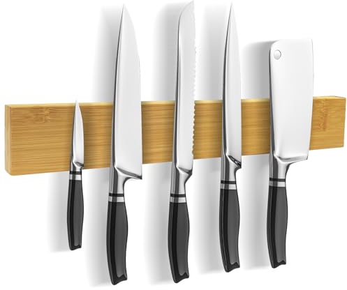 Baxcdyswe 40cm Porte Couteau, Porte Couteaux Aimanté, Barre Magnetique, Porte Couteaux de Cuisine, Aimant Couteau Mural Support, Extra-Fort Aimant pour une Cuisine Bien Rangée