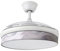 Abrila - Ventilador DC MODA | Color Blanco con tres Aspas Desplegables ABS y Difusor Ola Gris | 6 Velocidades Ajustables | 3 Temperaturas de Luz | con Temporizador y Mando a Distancia Incluido
