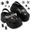CityComfort Platform Clogs Damen, Sommerschuhe mit Ansteckern & Schuh Schmuck (Schwarz, 38-39 EU)