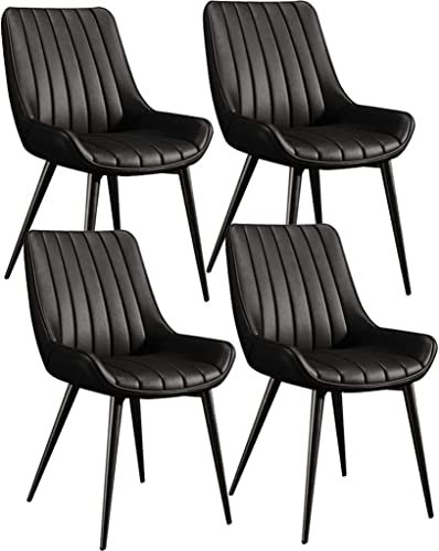 KEHTU Moderne Küchen-Esszimmerstühle, 4er-Set, Wohnzimmer-Seitenstühle mit weichem PU-Leder-Kissen, Sitz und Metallbeinen, Küche, Wohnzimmer, Lounge, Thekenstühle (Farbe: Rot, Größe: Schwarz-Goldfüße)