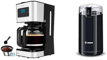 Cecotec Programmierbare Kaffeemaschine 66 Smart Plus & Bosch Hausgeräte TSM6A013B Kaffeemühle, Schwarz
