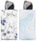 MoKo Weiches Brillenetui, 2 Stück Tragebar Sonnenbrillen Etui PU Leder Anti-Kratzer Sonnenbrillen Aufbewahrungstasche mit Reinigungstuch, Marmor & Blaue Blumen
