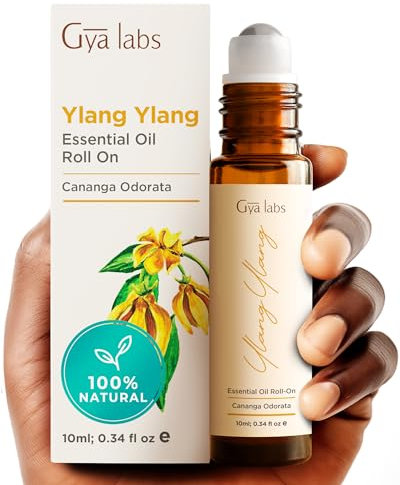 Gya Labs Ylang-Ylang Ätherisches Öl Roll on für die Haut - 100% Reines Natürliches Ylang-Ylang-Parfümöl Roller, Exotischer, Langanhaltender Blumenduft, Raffiniertes Aromatherapieöl, Reisegröße (10 ml)