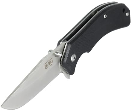 M-Tac Klappmesser Type 8 – Taktisches EDC-Messer mit Clip Point Klinge aus rostfreiem 5Cr15MoV-Stahl, G10-Griff, Liner Lock, beidhändiger Gürtelclip, kompakt, Camping, Survival, Metall