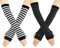 SwirlColor Armstulpen Damen, Gestreifte Stulpen Arm Lange fingerlose Handschuhe für Frauen Ärmel Arm Warmers Herbst Winter Zubehör (weiß, grau)