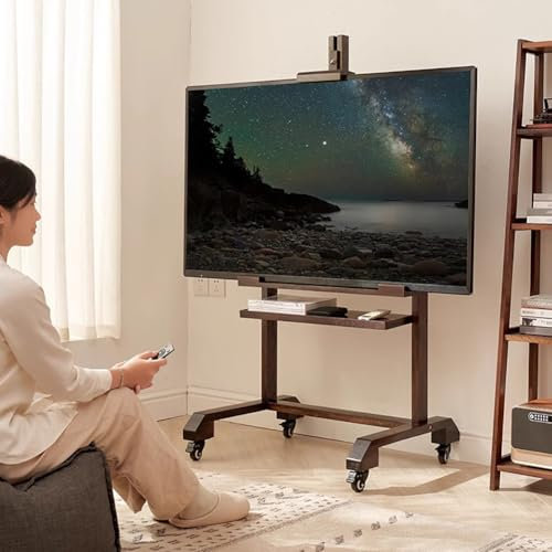 KK-GGL Carrello Televisivo Mobile per Mobile in Legno, Supporto per Televisori Rotolanti per TV da 32 A 55 Pollici, Carrello TV Mobile Portatile A Cavalletto su Ruote