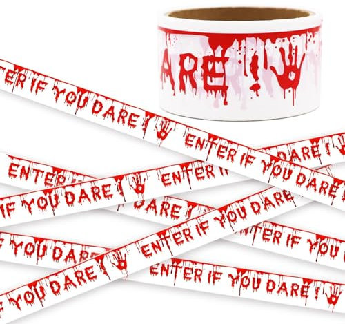 Dekoration Warnband 4,8cm x 25m Halloween Absperrband Halloween Dekoration Warnband Gefahren Warnbands “KEEP OUT DO NOT CROSS”, für Spukhaus Gefahrenbereiche Halloweens Outdoor Garten Deko