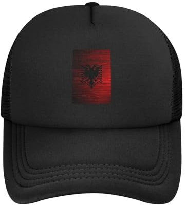 Oudrspo Albanien-Flagge, stilvolle Trucker-Mütze, Netz-Baseballkappe für Erwachsene, verstellbar, Schwarz