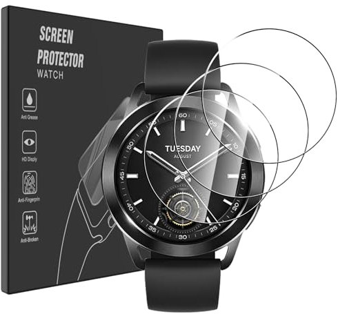 Pollachi [3 Piezas Protector de Pantalla para Xiaomi Watch S3,Cristal Templado,9H Dureza Anti-Arañazos,Antihuellas,HD Transparente,Ultra Resistente