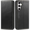 SHIELDON Hülle für Galaxy S24 FE 5G, Schutzhülle [Echtleder] [Ständer] [3 Kartenfächer] [RFID Blocker] Handyhülle Stoßfest TPU Innenhülle Case Kompatibel mit Galaxy S24 FE 6,7 - Retro Schwarz