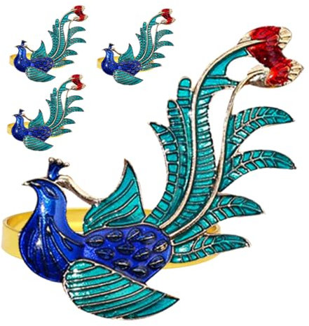 Mikinona 4stücke Vogel-serviettenringe Aus Legierung Ausgefallene Serviettenringe Für Festival-Party