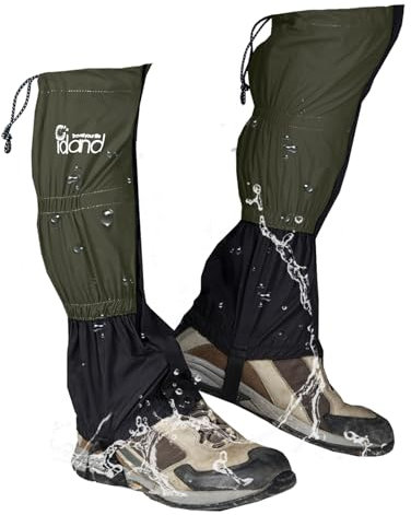 IDAND Beingamaschen Wasserdicht Schneestiefel Gamaschen für Schneeschuhwandern, Wandern, Jagd, Laufen, Motorrad Anti-Tear Oxford Stoff, TPU Ristgürtel Metall Schnürsenkelhaken für Outdoor Camouflage