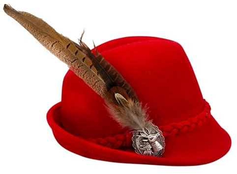 Alpenflüstern Flecht Filzhut Fasanen Hirschfeder (rot) ADV156