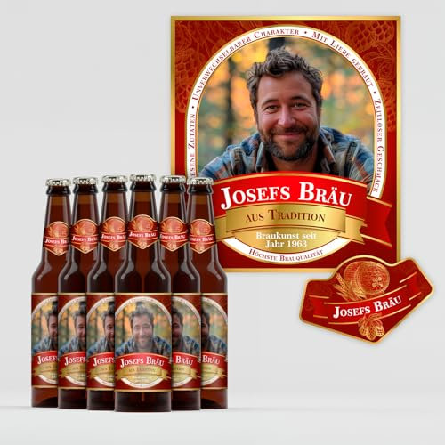 Yabaduu Etichette adesive personalizzabili per bottiglie di birra, etichette per bottiglie di birra, regalo per compleanni, matrimoni, feste, impermeabili, Y077 (6 pezzi, 03 Pils rosso)