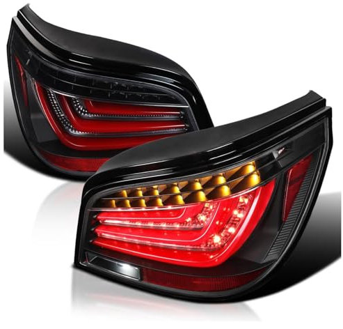 SCMDNOZ Auto Rückleuchten für BMW 5 Series M5 E60 2003 2004 2005 2006 2007 2008 2009, Links Rechts Bremslichter Heckleuchten Rücklicht-Komplettsets Ersatz Zubehör