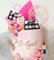 Makeup Cake Toppers Glamour Party Decorations Pink Girl Birthday Cake Topper Balls Palm Leaves Cake Topper Spa Birthday Party Cake Toppers