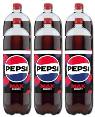 Pepsii MAX Cherry SUGAR FREE Cola Flavoured Fizzy Soft Drink Maximum Taste and Low in Calories with Sweetners 2L Bottle Suitable for Vegetarian Recyclable (Pack of 6)