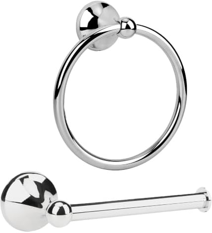 Ntipox Toilet Paper Holder and Towel Ring for Bathroom Chrome | Bathroom hardware Accessories Set,Wall Mounted,Toilet Tissue Roll Holder and Hand Towel Holder,Stainless Steel