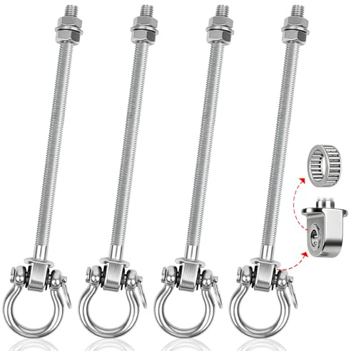 ENUTROF Pernos Soporte Anclaje de Techo Rodamientos para Columpio Cuerda | 4PCS Ganchos M10x180mm Acero Inoxidable Colgador de Hamaca para Interior Exterior Silla Yoga Cair Saco Arena de Boxeo