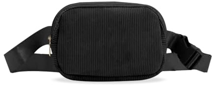 Bauchtasche Damen, Cord Gürteltasche Herren, Frauen Cord Hüfttaschen Crossbody Bag Umhängetasche kleine Brustbeutel mit verstellbarem Riemen für Laufen Reisen Outdoor (Schwarz)