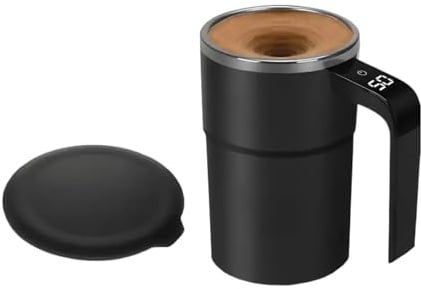 Mppchhn Taza de Café Automezclable,Taza de Café Portátil con Display Automático de Temperatura - Vaso Mezclador de Bebidas - para Bebidas Lácteas, Té, Chocolate Caliente y