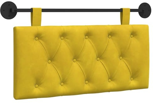 vidaXL Hängendes Kopfteil Gelb Samt, Schlafzimmer, modernes Wand-Kopfteil, rechteckig mit Samtbezug, gesteppt, Holzwerkstoff, platzsparende Dekoration