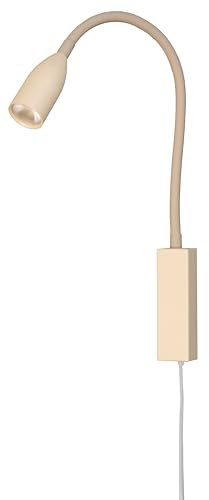 Fischer & Honsel Wandspot flex Bettleuchte, Sten | sandfarben| kabel transparent| B: 4 cm, H: 61 cm, Ausladung: 35 cm| mit Gestensteuerung stufenlos dimmbar| 1x LED 5W 3000 K | 420 lm