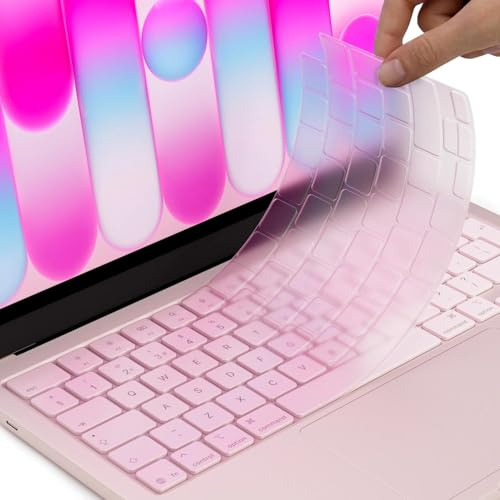 Arisase Ultra Thin TPU Keyboard Cover Skin for Macbook Neo 13'' | Soft, Waterproof, Dustproof, Laptop Keyboard Accessories for Macbook,Reduce Typing Sound, EU/UK Layout (Pink)