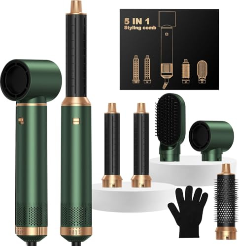 OKWRAP Haarstyler Airstyler 1000W Hairstyler 5 in 1 mit Lockenstab Föhn | Hairstyler mit Automatischer Lockenstab Föhn Rundbürstenföhn Warmluftbürste Haarglätter für Glätten Trocknen Locken