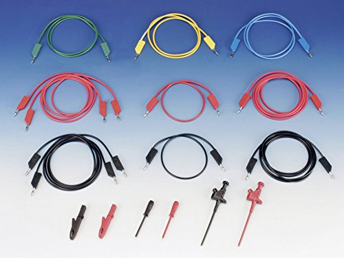 SKS GERMANY Hirschmann 109415 935980410 Messleitungs-Set 1.00m Schwarz, Schwarz, Rot, Blau, Gelb, Grün für PC Indoor VGA, DVI Cat 6a 4 mm Lamellenstecker Stecker auf Stecker Computer Kabel