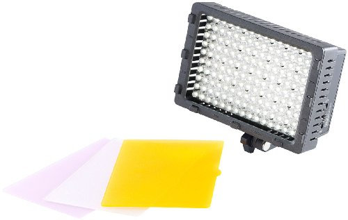 Somikon Foto-Leuchte: Foto- und Videoleuchte mit 160 Tageslicht-LEDs, 10 W, 660 lm (Akku Videoleuchte, LED Videoleuchte Akku, Blitzschiene)
