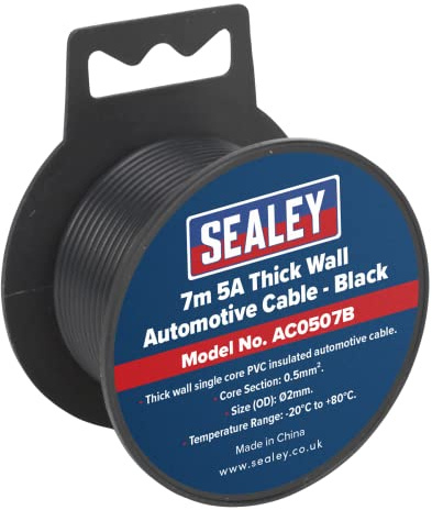 Sealey AC0507B Automotive Cable Thick Wall 5A 7mtr Black