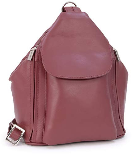 VISCONTI - Genuine Leather Medium Fashion Backpack - Danii 18357 Red | Women's Anti-Theft Backpack, Ladies Everyday A5 Rucksack, Adjustable Shoulder Straps, Multiple Pockets, Secure Zip Closure