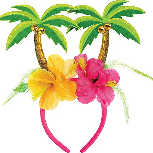 amscan Palmenkopf-Bopper – 26 x 25,4 cm (1 Stück) – mehrfarbiger Schaumstoff mit Stoff-Hibiskusblüten – perfekt für Sommerpartys und hawaiianische Veranstaltungen