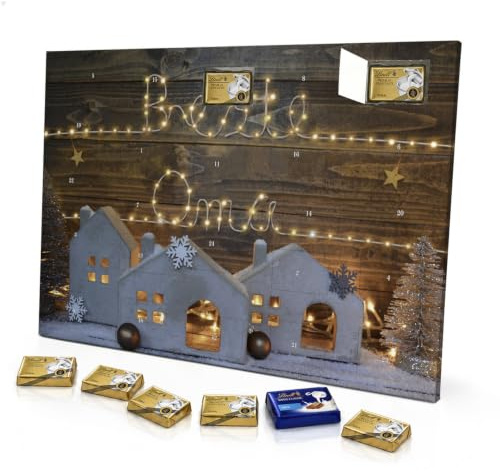 printplanet - Adventskalender mit Namen Beste Oma - Gefüllt mit Lindt Premium Schokolade - Motiv Lichterkette