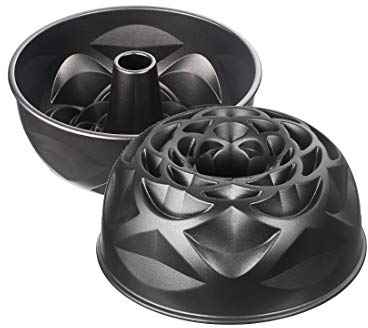 ORIGINAL KAISER KAISER Inspiration Design-Bundform Gugelhupf Ø 25 cm mit blumenartiger Oberflächenstruktur Aluminiumguss beschichtet, Aluguss, Schwarz