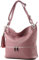 modamoda de - T143 - ital. Leder Schultertasche Umhängetasche, Farbe:Altrosa