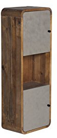 Woodkings® Hochschrank Dingle Badezimmermöbel Echtholz Pinie rustikal und MDF Betonoptik grau Badezimmerhochschrank Badschrank Badmöbel hängend für kleines Bad