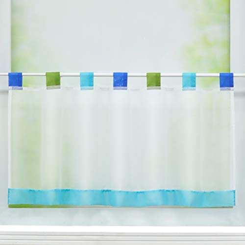 Joyswahl Scheibengardine Voile Bistrogardine »Esther« Glatte Kurzstore Transparente Gardine Stores HxB 60x120cm Blau 1er Pack