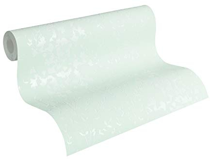 A.S. Création Laura N. 360821 36082-1 Papier peint intissé Motif floral brillant Vert métallisé Blanc 10,05 m x 0,53 m