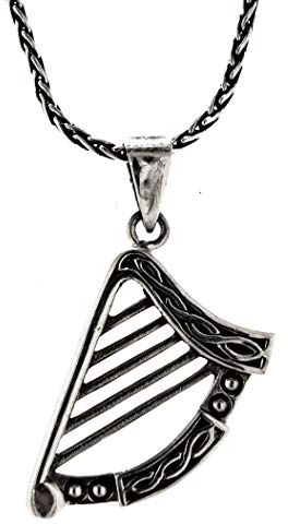 Kiss of Leather Anhänger keltische Harfe aus 925 Sterling Silber mit Silberkette 1.5 mm (55) SI. 359